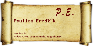 Paulics Ernák névjegykártya